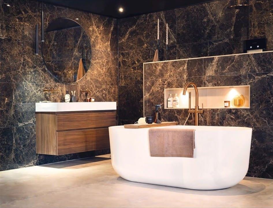 Dark marble bathroom